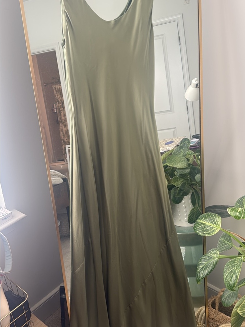 Reformation Bryn Silk Dress in Artichoke - Picture 6 of 6